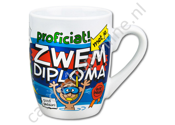 Mok Proficiat met je zwemdiploma 500gr.