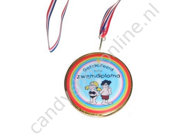 Chocolade Medaille Gefeliciteerd Met Je Zwemdiploma