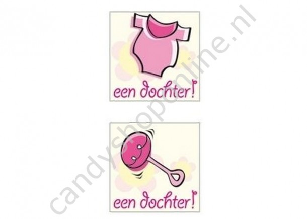 Schildje geboorte hoera een dochter 6 stuks
