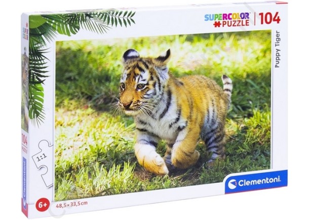Puppy Tiger Super Color Maxi Puzzel 104 delig 25x34cm. met snoepzak