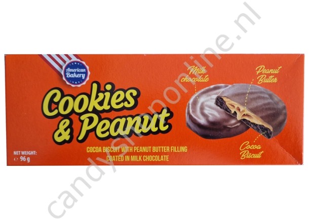 American Bakery Cookies & Peanut milkchocolate biscuit with peanut filling 96gr.