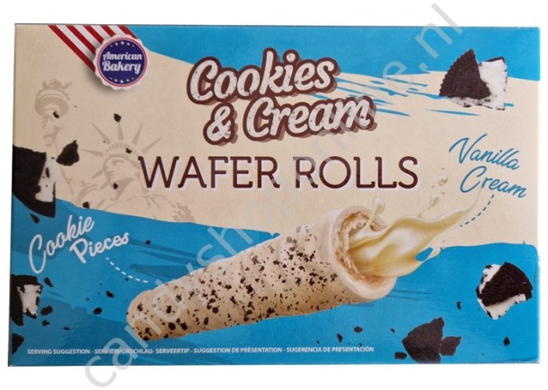 American Bakery Cookies & Cream Wafer Rolls with vanilla filling 120gr.