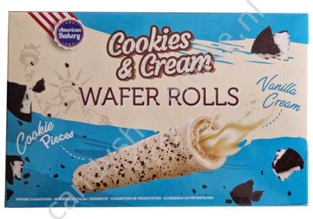 American Bakery Cookies & Cream Wafer Rolls with vanilla filling 120gr.