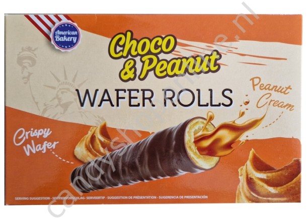 American Bakery Choco & Peanut Wafer Rolls with peanut cream 120gr.