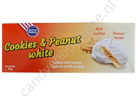American Bakery Cookies & Peanut White biscuit with peanut filling 96gr.