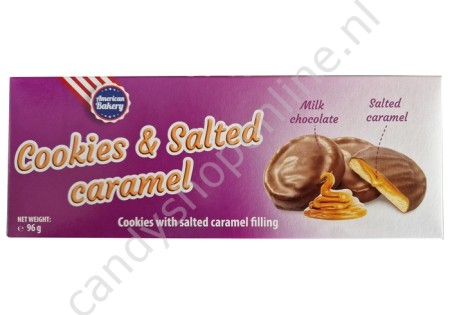 American Bakery Cookies & Salted Caramel biscuit with salted caramel filling 96gr.