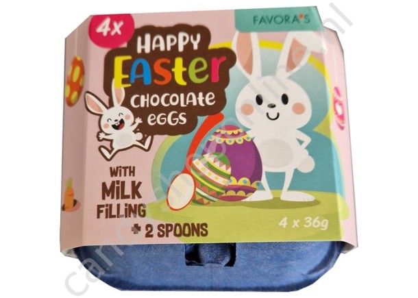 Favora's Happy Easter Chocolate Eggs with milk filling 4pcs.144gr.