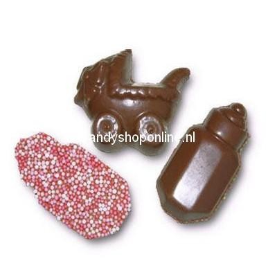 Dragee Chocolade Geboortemix Klein Roze ±4cm